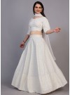 Milky White Lucknowi Chikankari Work Lehenga